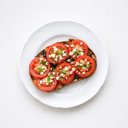 Pesto, Tomato, Feta, Basil Toast