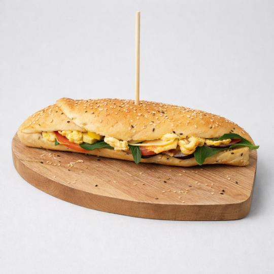 Homemade Baguette Hummus Sandwich - Vegan
