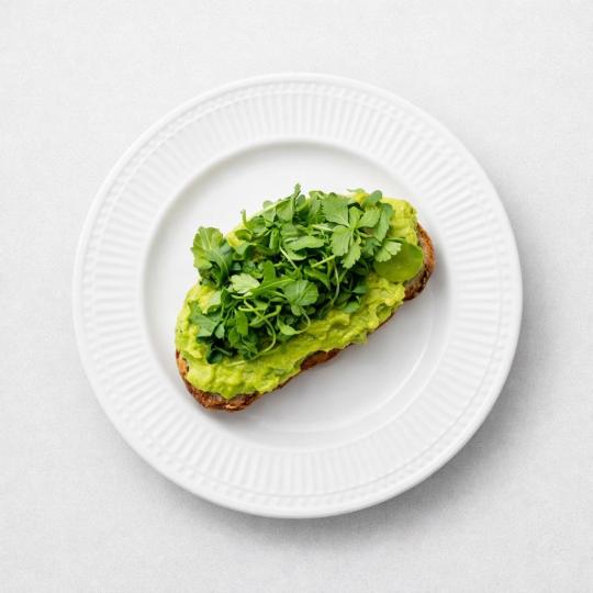 Avocado On Toast W/ Watercress And Pumpkin Seeds