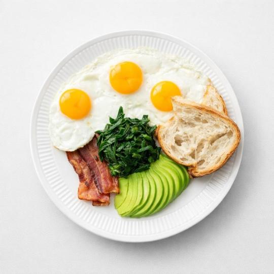3 Eggs Your Way W/ Sauteed Kale, Toast + Bacon Or Avocado
